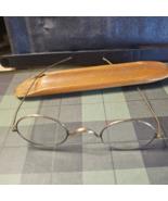 Antique Hand Widdled Eyeglass Case with Brass Eyeglasses with original lenses - $40.21