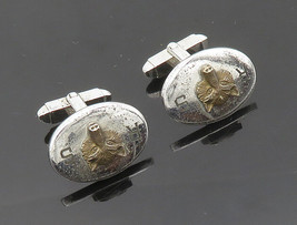 FOSTER 925 Sterling Silver - Vintage Antique Fox&#39;s Face Shiny Cufflinks - TR2796 - £61.67 GBP