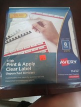 8 Tab Print &amp; Apply Clear Label Unpunched Dividers 11432 - $32.66