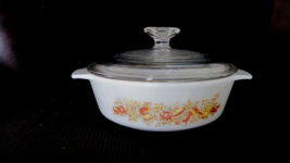Fire King Anchor Hocking Spice of Life round glass casserole dish 1 qt w... - $28.71