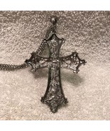 Ornate Silver-Tone Filigree Cross Pendant Necklace - $21.87