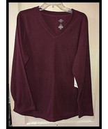 NWT  ST. JOHN&#39;S BAY Burgundy Soft Fleece V Neck Pull Over Sweater/Top $2... - €12,11 EUR