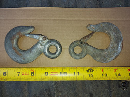 22OO00 TWO STEEL HOOKS FROM COME-ALONGS, 3/4&quot; &amp; 1&quot; THROAT, GOOD CONDITION - £7.42 GBP