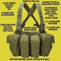OLIVE GREEN LOAD CARRYING EQUIPMENT COMBAT TACTICAL POUCH CHEST RIG SMAL... - £42.59 GBP