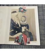 Vintage Photograph 1960s Boy On Santa’s Lap In Christmas Card Sleeve San... - $13.49