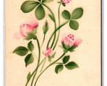 Stenciled Four Leaf Clover and Blossoms UNP Unused DB Postcard W21 - £6.27 GBP
