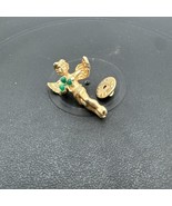 Avon NR Gold Tone Angel Green Clover Shamrock Leaf Lapel Tack Hat Coat Pin - £8.46 GBP