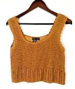 Crochet Knit Crop Top Vintage Medium Orange Boho Hippie Festival Y2K Gyp... - $678.35 MXN