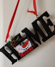Handcrafted ~ HOME ~ Cast Ceramic~ Hanging Ornament Decoration w/SNOWMAN Design - £11.95 GBP