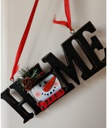 Handcrafted ~ HOME ~ Cast Ceramic~ Hanging Ornament Decoration w/SNOWMAN... - $14.96