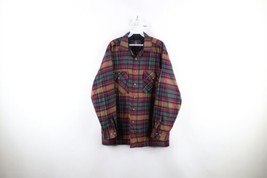 Vintage 90s Streetwear Mens Large Knit Collared Double Pocket Button Shirt Plaid - £35.01 GBP