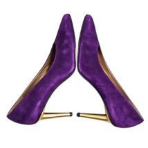 Stuart Weitzman Purple Suede Goldtone Stiletto Heel Pumps Size 7 1/2 M image 4