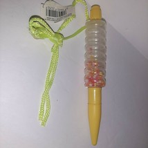 Vintage Candy Container Yellow Pen with Necklace Chord - £3.95 GBP