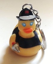 Fire Rubber Duckie Stress Ball Squeezy Key Ring. A Cute Fire Duck Key Holder. - £2.94 GBP