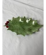 Vintage Holland Mold Holly Leaf With Berries Ceramic Christmas Candy Dish - £8.87 GBP