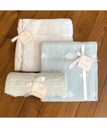 SFERRA Baby 3 Blanket Set Light Blue Clouds NWT 30x40 Woven Nursery Show... - $98.90