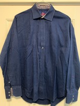 Men&#39;s Robert Graham Dark Blue Pattern dress shirt in size Large L Classic fit - £38.14 GBP