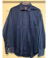 Men&#39;s Robert Graham Dark Blue Pattern dress shirt in size Large L Classi... - £37.85 GBP