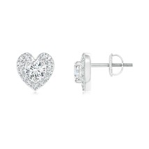 ANGARA Lab-Grown 0.32Ct Diamond Stud Earrings with Heart-Shaped Halo in 14K Gold - £537.15 GBP