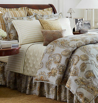 Chaps Cold Spring Paisley Gray Multi 3-PC Standard Shams with Queen Bed-Skirt - £77.06 GBP