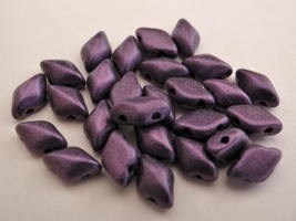 40 8 x 5 mm Czech Glass Gemduo Beads: Metallic Suede - Purple - $2.19