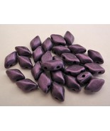 40 8 x 5 mm Czech Glass Gemduo Beads: Metallic Suede - Purple - $2.19