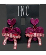 I.N.C Fuchsia-Tone Baguette Stone Bow Heart Drop Earrings - $11.00