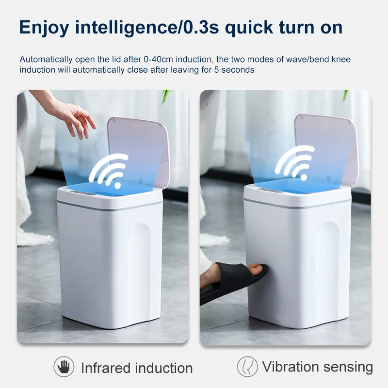 Automatic sensor dustbin electric waste bin waterproof wastebasket for kitchen bathroom thumb200