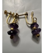 Amethyst Screwback Earrings Dangle Vintage - $27.68 CAD