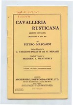  Libretto Cavalleria Rusticana Pietro Mascagni Ascherberg Hopwood &amp; Crew... - $14.85