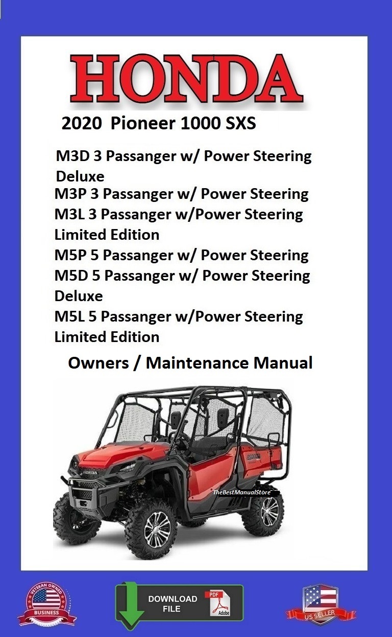 2020 Honda Pioneer 1000 M3D M3P M3L M5P M5D M5L SXS Owners / Maintenance... - $12.95