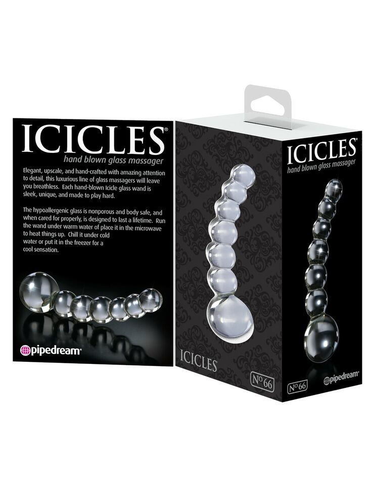 ICICLES No. 66 LUXURIOUS HAND BLOWN GLASS BEADED BUTT PLUG MASSAGER - $26.72