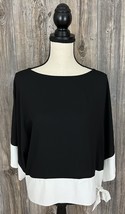 Chico&#39;s Blouse Shirt Size 1 (8) Black/White 3/4 Sleeve, Cold Shoulder - £12.30 GBP