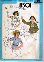 Simplicity 8501 Girls&#39; Pullover Tops Size 7 - $2.00