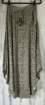 Main Strip Maxi Skirt Medium Smocked Elastic Waist Curved Hem Leopard Tassels - £23.33 GBP