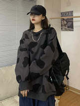 Harajuku Cow Print Hoodies Women Hip Hop Goth Oversize Sweatshirts Loose Casual  - £35.88 GBP