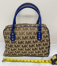 Michael Kors Signature Dome Satchel Purse With Blue Handles/Cross Body Strap+ DB - £93.06 GBP