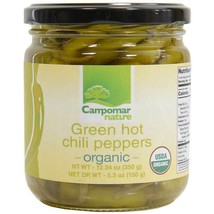 Green Hot Chili Peppers - Organic - 12.3 oz jar - £5.74 GBP