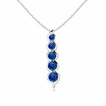 ANGARA Five Stone Round Blue Sapphire Journey Pendant in 14K Gold | 18&quot; Chain - £830.06 GBP