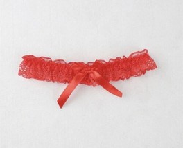Red lace leg garter - Dress up wedding garter - $12.17