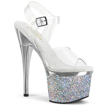 Pleaser ESTEEM-708CHLG Women&#39;s 7&quot; Heel Platform Ankle Strap Sandal Shoes - £60.69 GBP