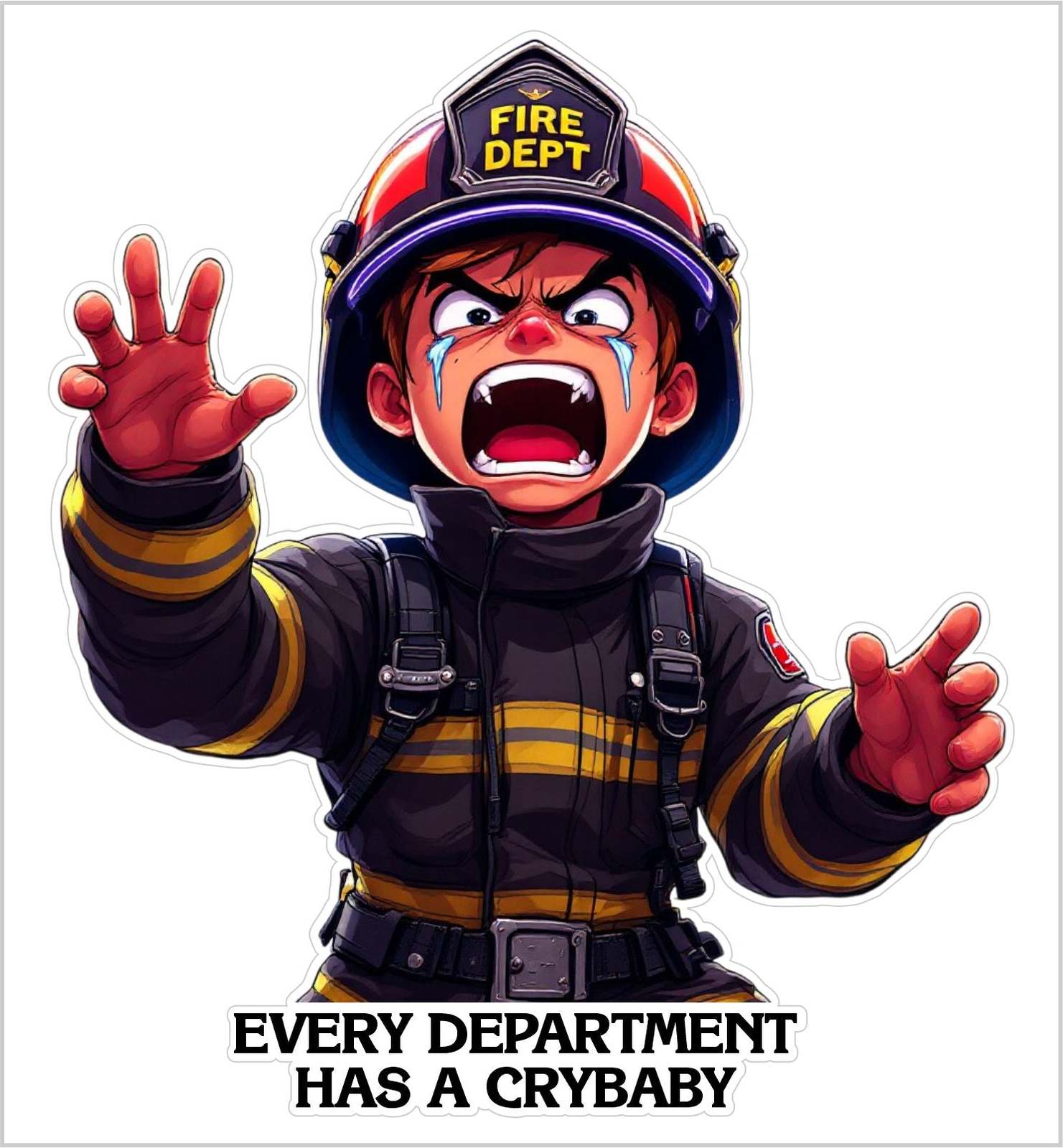 Firefighter Decal Sticker Firefighter CRYBABY in Gear AI Generated Decal - $3.95+