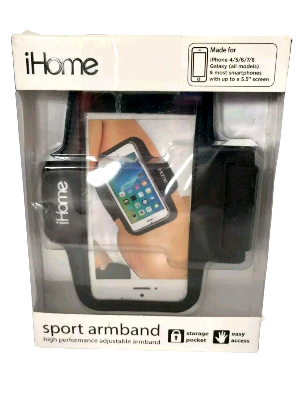 iHome Sport Adjustable Armband iPhone 4,5,6,7, 8 Galaxy Smartphone Holde... - $8.90