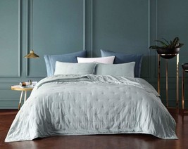 Aqua 3-Piece Star Quilted Reversible Bedspread Coverlet Set By, Ultra Soft. - £48.76 GBP