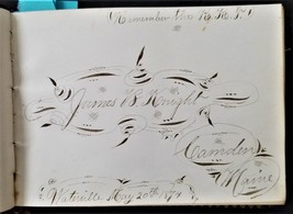 1870 Antique Autograph Album Rockport Me Mc Intire Folk Art Fraktur Sketch - £98.88 GBP