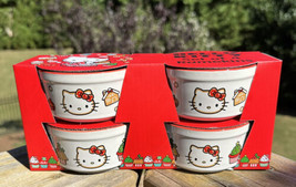 4 Hello Kitty Christmas Time Ramekin Ceramic Dishes New Candy Canes Ging... - £22.32 GBP