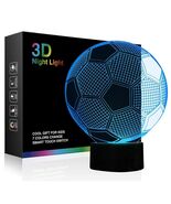 Ticent Soccer 3D Illusion Night Light 7 Color Touch Switch Plastic 5V - $348.67 MXN