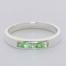 Tsavorite Green Garnet Square Gems Sterling Ring Size 9.5 Channel Set Design 6 - £81.62 GBP