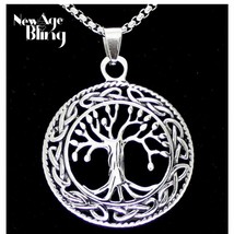Tree of Life Pendant Necklace Set Stainless Steel 24&quot; Box Chain  - £4.05 GBP