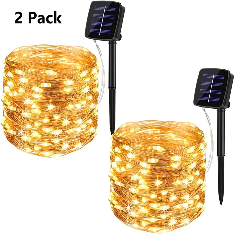 Solar String Lights Outdoor 200 LED 8 Modes Solar Powered Fairy Lights Waterproo - £48.25 GBP